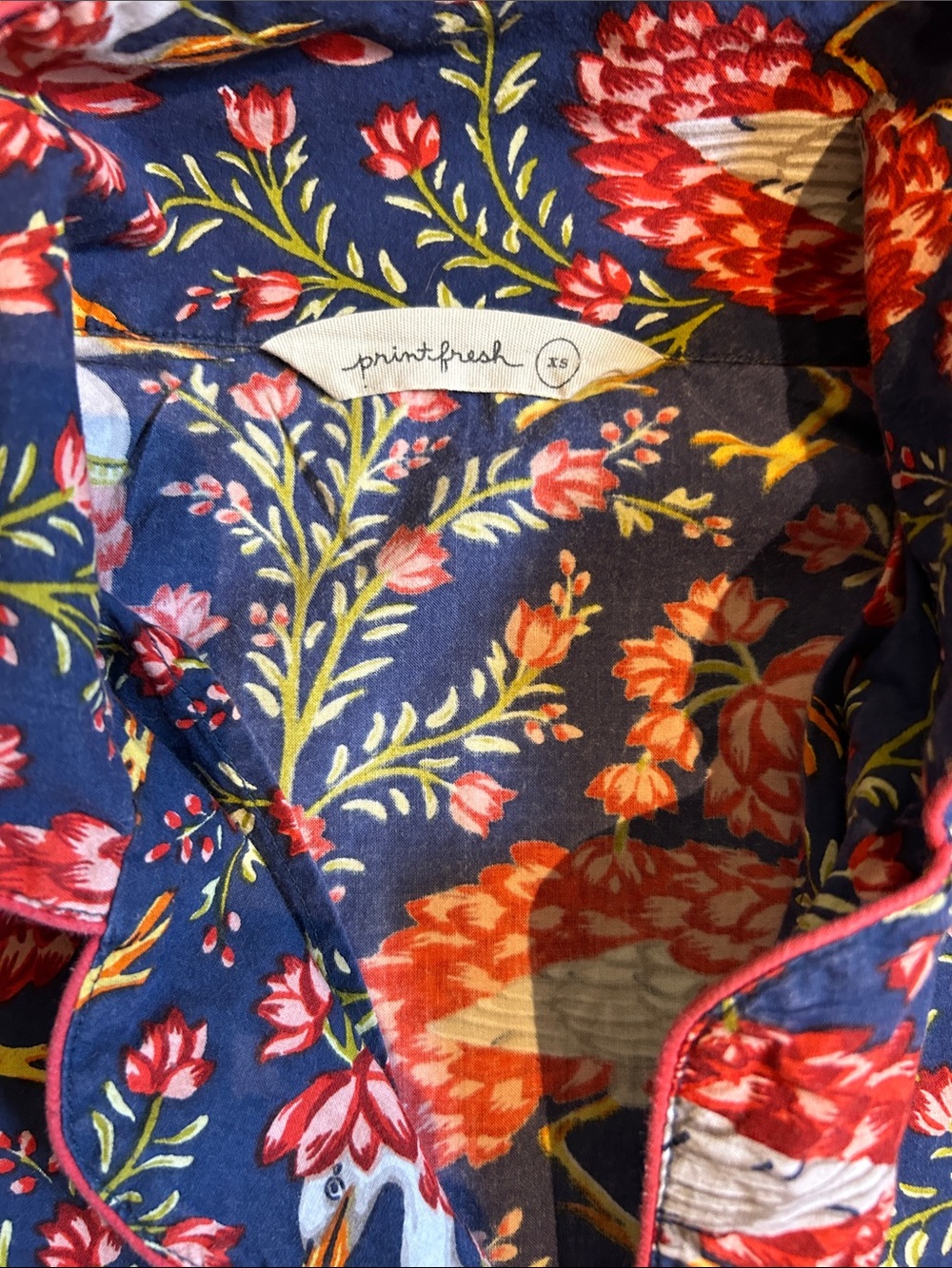 Printfresh Navy and Red Floral Bird Short Pajama Set - Picture 2 of 5